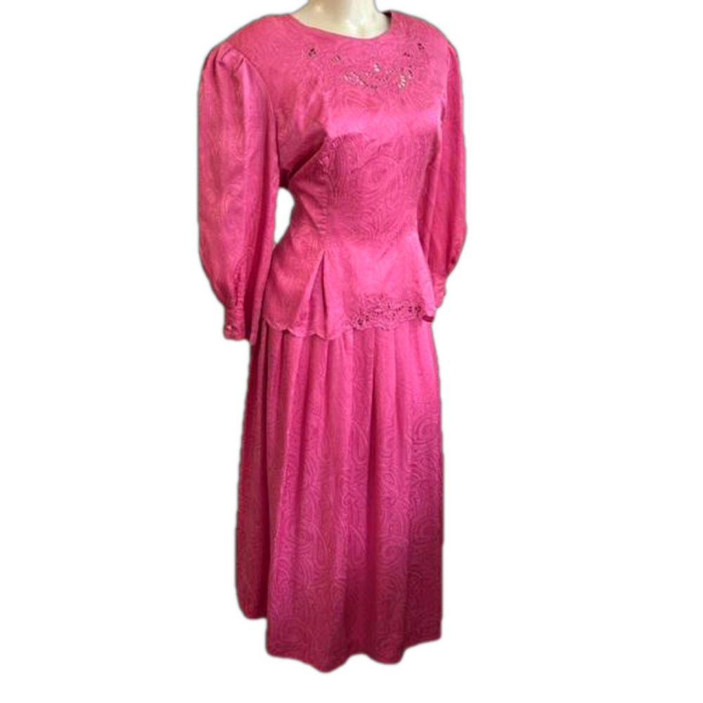 NANCY JOHNSON VTG 100% silk pink paisley dress SZ 14